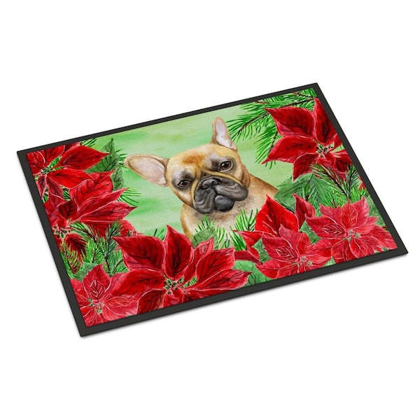 Carolines Treasures French Bulldog Poinsettas Indoor or Outdoor Mat - 18 x 27 in. CK1336MAT - main